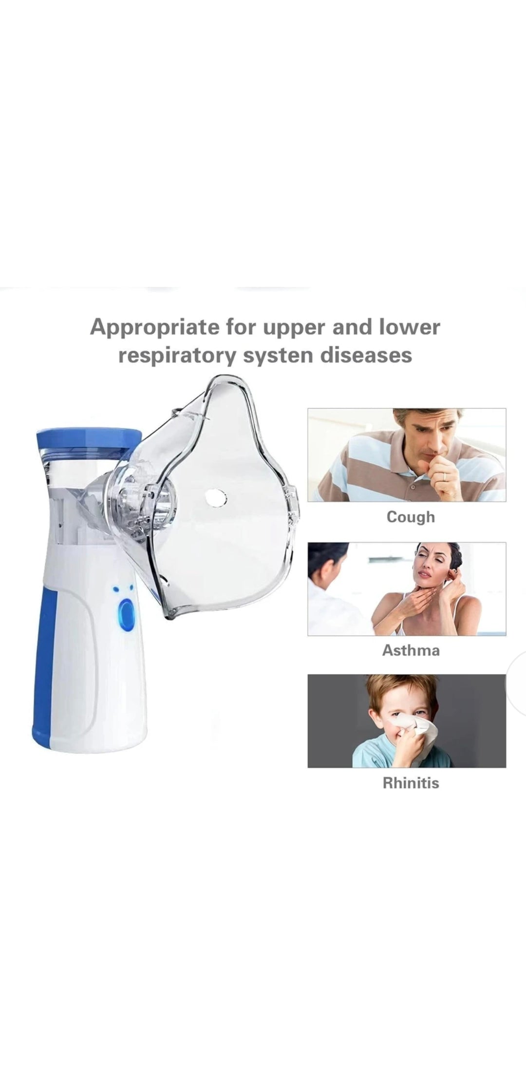 💨 Portable Ultrasonic Rechargeable Mesh Nebulizer Machine – Compact & Silent Steam Inhaler for Kids and Adults